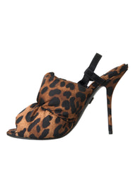 Dolce & Gabbana Brown Leopard Slingback Heels Sandals Shoes