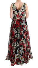 Dolce & Gabbana Floral Maxi Gown with Sunflower Print and Crystals