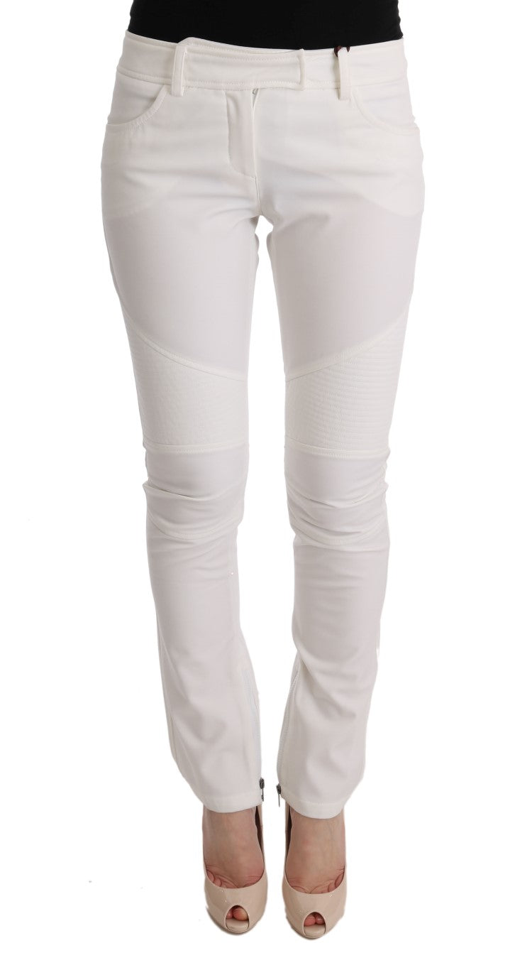 Ermanno Scervino Chic White Slim Fit Cotton Pants