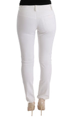 Ermanno Scervino Chic White Slim Fit Cotton Trousers