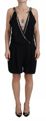 Dsquared² Black Embellished Sleeveless V-neck Jumpsuit Dress