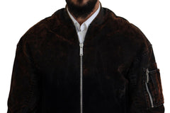 Dsquared² Brown Cotton Bomber Zipper Pocket Sleeves Jacket