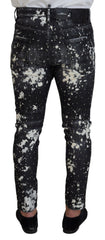 Dsquared² Gray Wash White Splash Print Skinny Denim Jeans