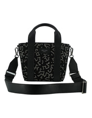 Jimmy Choo Black Leather and Canvas Small Tote Bag