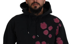 Dsquared² Black Tie Dye Cotton Hooded Sweatshirt Sweater