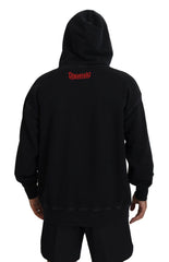 Dsquared² Black Cotton Hooded Printed Men Pullover Sweater