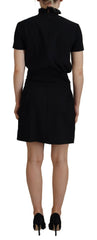 Dsquared² Black Polyester Short Sleeves Sheath Mini Dress