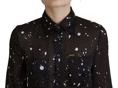 Dsquared² Black Polka Dot Long Sleeves Button Down Dress