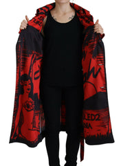 Dsquared² Red Printed Button Collared Desigual Coat Jacket