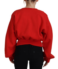 Dsquared² Red Logo Print Women Crew Neck Long Sleeve Sweater