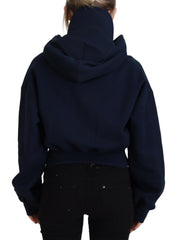 Dsquared² Blue Logo Print Hooded Cap Long Sleeve Sweater