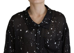 Dsquared² Black Polka Dots Collared Button Down Blouse Top