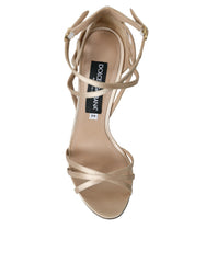 Dolce & Gabbana Beige Leather Strappy Heels Sandals Shoes