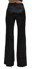 Dsquared² Black Viscose Super Flare High Waist Pants