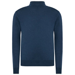 La Martina Blue Wool Men Sweater with Half Zip Closure
