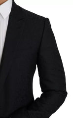 Dolce & Gabbana Blue Jacquard Slim Floral Jacket Blazer