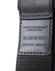 Dolce & Gabbana Black Green Logo Silver Metal Buckle Belt