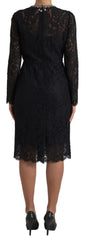 Dolce & Gabbana Black Nylon Lace Embellished Sheath Dress