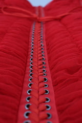 Dolce & Gabbana Red Mesh Trim Bodycon Sheath Midi Dress