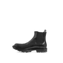 Alexander McQueen Sleek Black Leather Boots for Men