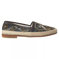 Dolce & Gabbana Blue Embroidered Denim Men Espadrilles Shoes