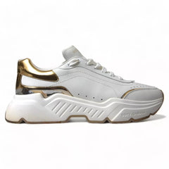 Dolce & Gabbana White Gold Leather Sport DAYMASTER Sneakers Shoes