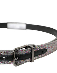 Dolce & Gabbana Multicolor Embellished Silver Metal Buckle Belt