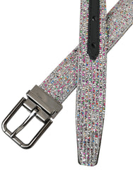 Dolce & Gabbana Multicolor Embellished Silver Metal Buckle Belt