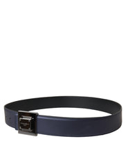 Dolce & Gabbana Blue Leather Square Metal Buckle Belt