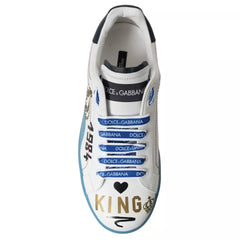 Dolce & Gabbana Blue White Printed Portofino Melt Sneakers Shoes