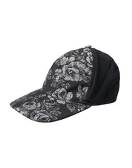 Dolce & Gabbana Black Silver Floral Print Baseball Hat Men