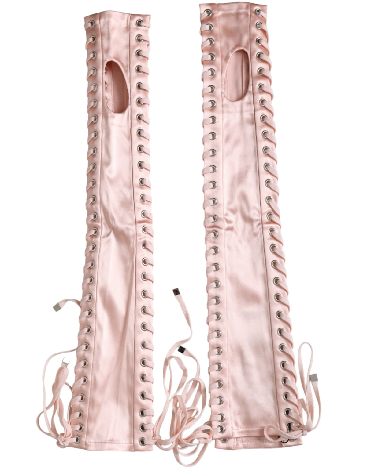 Dolce & Gabbana Pink Acetate Lace Up Fingerless Gloves