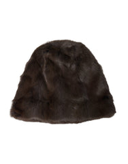 Dolce & Gabbana Brown Weasel Fur Womens Cashmere Hat Beanie