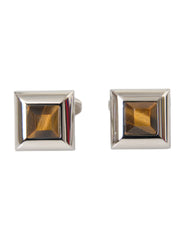 Dolce & Gabbana Silver Plated Brass Pin Crystal Cufflinks