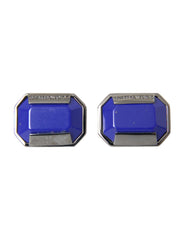 Dolce & Gabbana Silver Plated Brass Pin Crystal Cufflinks