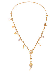 Dolce & Gabbana Gold Tone Chain Brass Beaded Statement Sicily Necklace