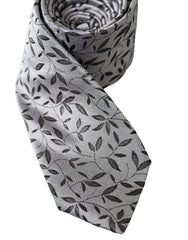 Dolce & Gabbana Gray Leaves 100% Silk Adjustable Tie