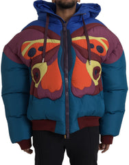 Dolce & Gabbana Multicolor Butterfly Hooded Puffer Jacket