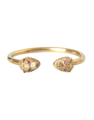 Nialaya Gold CZ Lion Bangle Bracelet Women