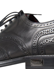 Dolce & Gabbana Black Leather Oxford Wingtip Formal Men Shoes