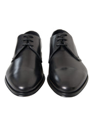 Dolce & Gabbana Black Leather Derby Formal Dress Men Shoes