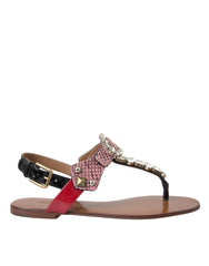 Dolce & Gabbana Multicolor Crystal Sandals Flip Flops Shoes