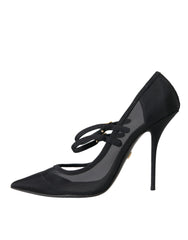 Dolce & Gabbana Black Mesh Mary Janes Heels Pumps Shoes