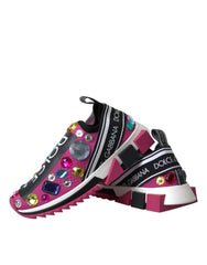 Dolce & Gabbana Pink Sorrento Crystals Sneakers Shoes