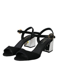 Dolce & Gabbana Black Crystal Ankle Strap Keira Sandal Shoes