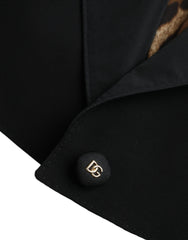 Dolce & Gabbana Black Polyester Puffed Sleeves Cropped Jacket