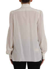 Dolce & Gabbana Off White Long Sleeve Button Down Blouse Top