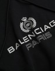 Balenciaga Black Cotton Logo Hooded Pullover Sweatshirt Sweater