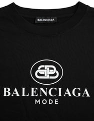 Balenciaga Black Cotton Logo Crew Neck Short Sleeves T-shirt