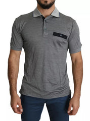 Dolce & Gabbana Gray Collared Silk Polo Top Shirt T-shirt